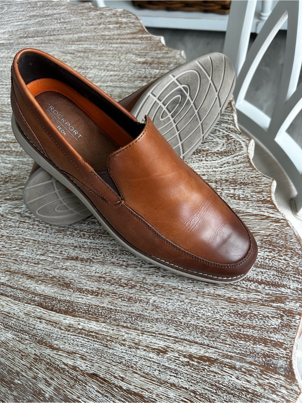 Rockport Men’s Slip-On Leather Loafer in Cognac Brown